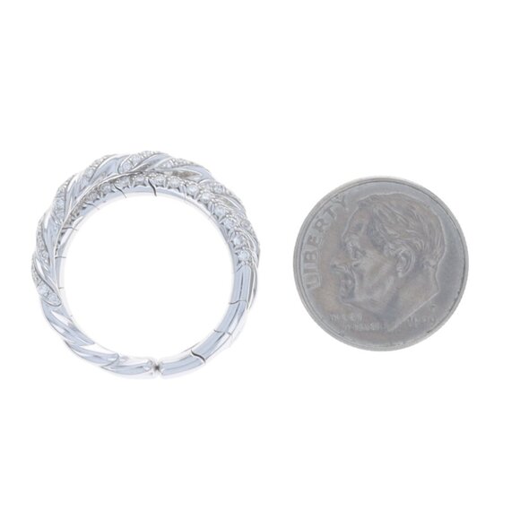 David Yurman Sculpted Cable Pave Flex 2-Row Diamond Band White Gold 18k Ring SZ6 - Picture 5 of 7